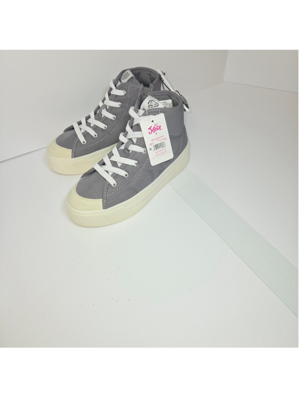 Girls Justice Grey High Top Sneakers Size 3